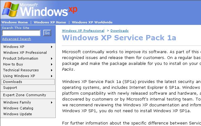 Xp Service Pack 1